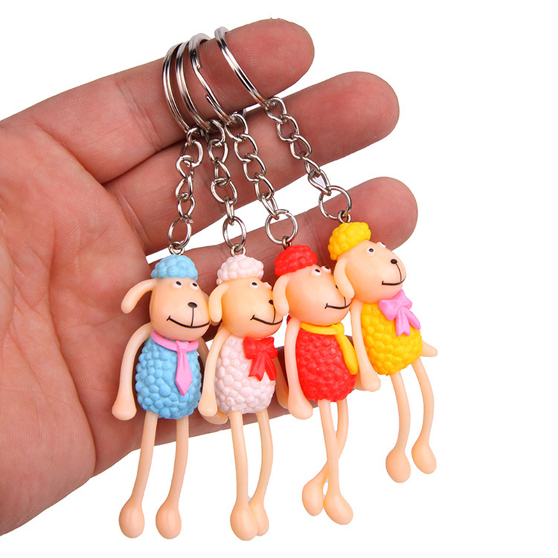 Hot Sale Children 4PCS Long Legs Sheep Couples Wallets Bags Decoration Pendant Gift Souvenir Animal Key Chain Set