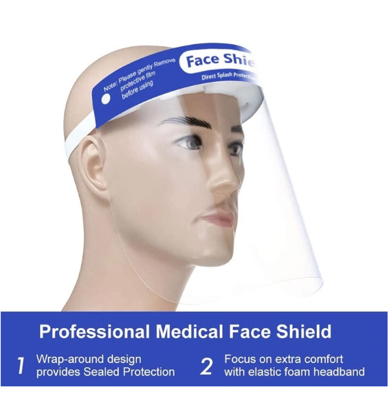 Custom Logo Transparent Protective Full Face Shield Mask with Sponge 