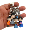 Custom Made Personalized Plastic/PVC Miniature Action Figure Model Keychain Cartoon Decoration Souvenir Keychain Doll Family Keychain Set