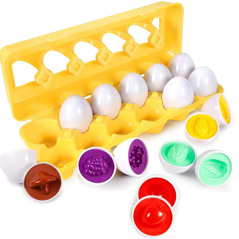 Color Fruit Vegetables Matching Egg Toddler Toy Educational Color Shape Recognition Skills Learning Toy - Easter Eggs for Kids
