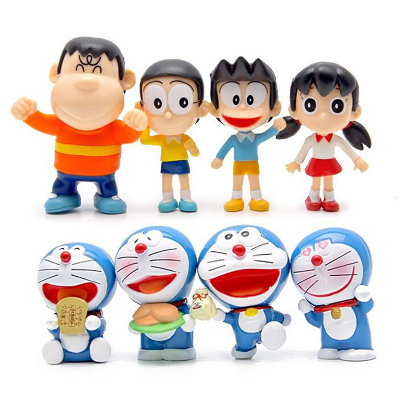 Funny Classic Japanese Cartoon Characters Doll Ornaments Party Favor Decoration Doreamon Action Figure for Kids Cupcake Cake Toppers