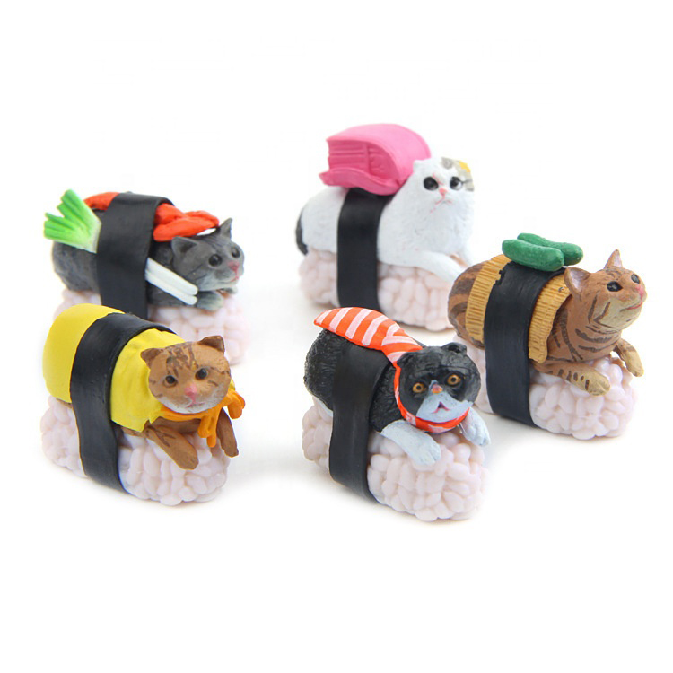 Small Japan Cartoon Original Plastic Animal Cat Figure Children Gift Model Decoration Sushi Cat Action Anime Figure